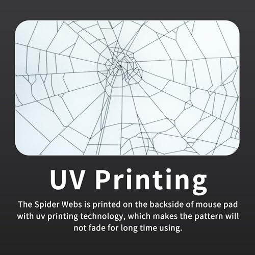 Image of XVX Glass Mousepad for Gaming, White Spider Webs Hard Gaming Mouse Pad, Professional Large Mouse Mat 16.2 inch x 12.2 inch, Special Glass Surface with Improved Precision and Speed