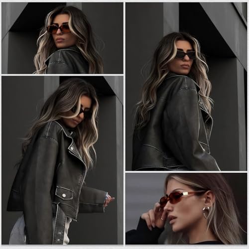 Assorted Retro Womens Sunglasses, Rectangular 90s Trendy Sunglasses, Narrow Square Funny UV Glasses for Woman Men4