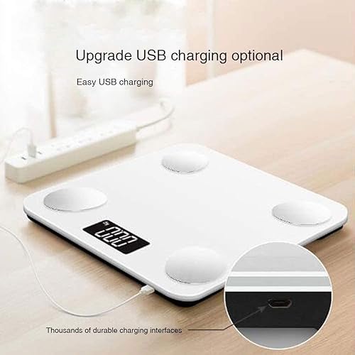 Báscula digital de peso corporal para baño, pantalla retroiluminada, 400 libras, vidrio, carga USB