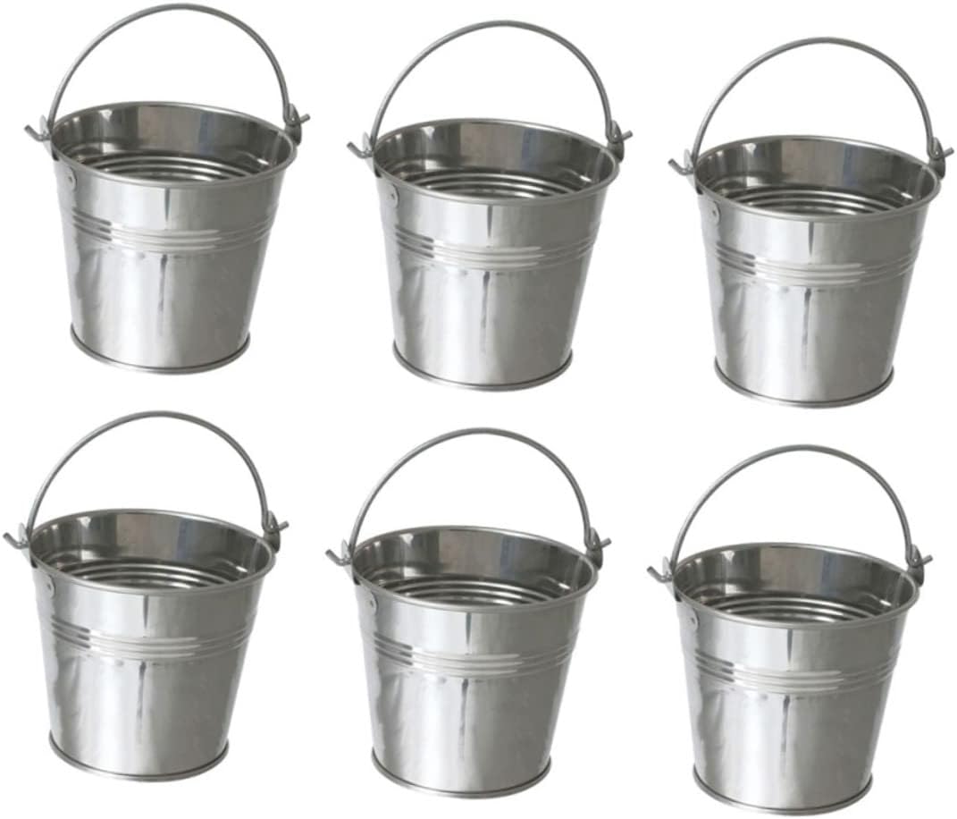 Hemobllo Mini Tinplate Metal Bucket for Ice and French Fries 10pcs 10.5x7.2x10.5cm Food-Grade Material Portable for Parties and Events