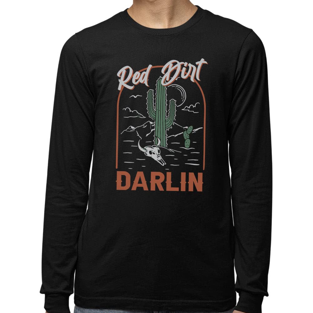 TeesAndTankYou Desert Red Dirt Darlin Long Sleeve Shirt Unisex Medium Black