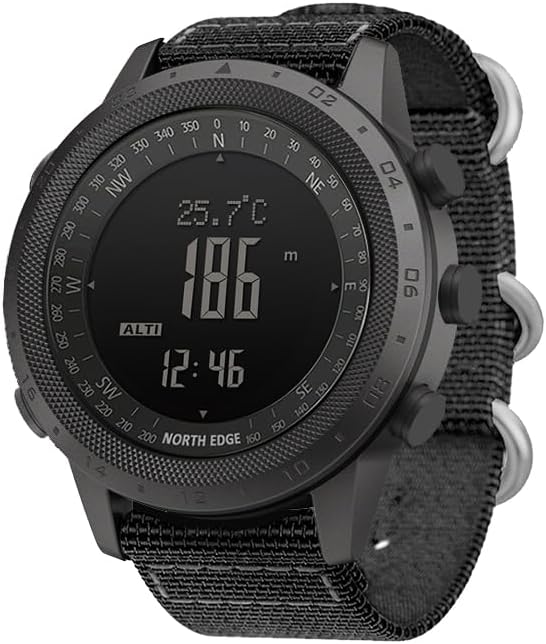 Military Tactical Watch for Men - Outdoor Sports Watch with Compass, Barometer, Altimeter, and Step Counter - Hiking Digital Wrist Watch