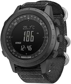 CakCity Relógio tático militar masculino - relógio esportivo ao ar livre com bússola, barômetro, altímetro e contador de passos - relógio de pulso digital de caminhada, nylons, 46mm