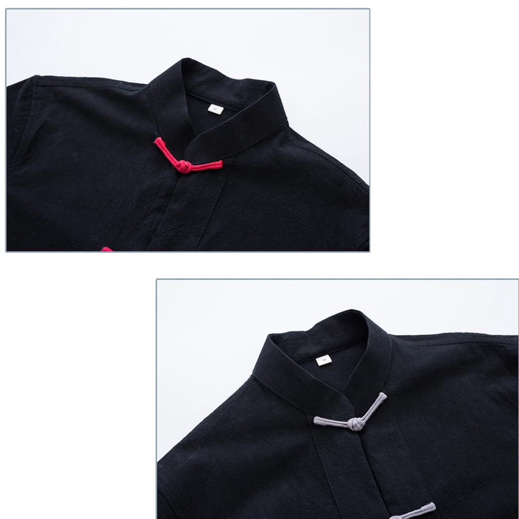 ZHOUXIAO Uniformi di Tai Sciolti Uomini Uomini Cinesi Tradizionali Abiti da Kung Fu Abiti Ala di Biancheria di Cotone Chun, Abito a Maniche Lunghe Gocce Hanfu Camicia per Cam blue1-M
