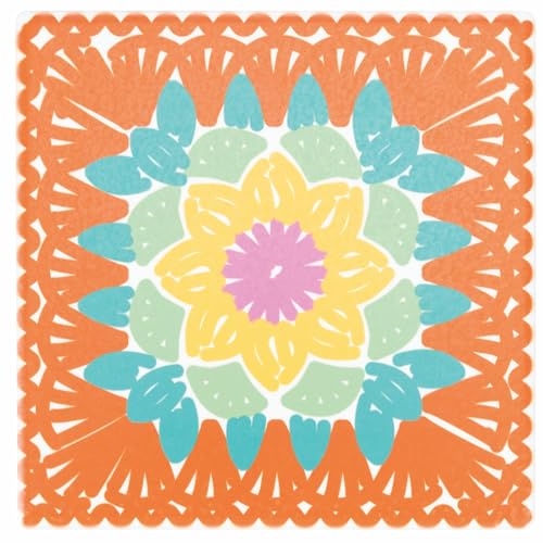 Villa d’Este Home Tivoli Set mit 6 dekorativen Keramikfliesen, Korkboden, 11 x 11 cm, Häkelmuster