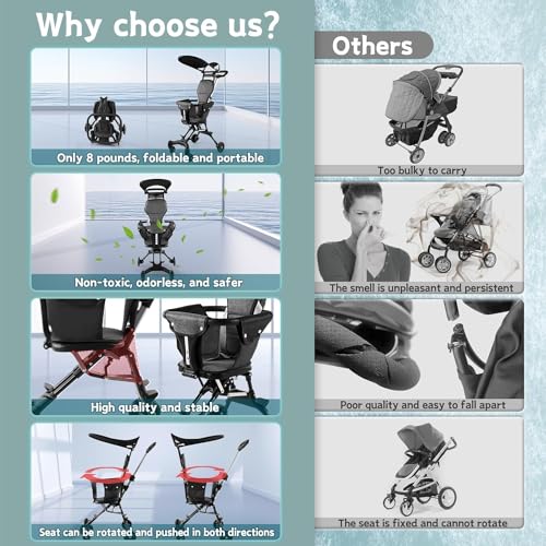 Image of Earwig Foldable 3 in 1 Baby Stroller for Newborn to Toddler Lightweight Travel Stroller with Adjustable Recline Footrest Canopy Umbrella Portable Compact Kids Baby Chair Pushchair Ideal for Travel Outdoor Daily Use