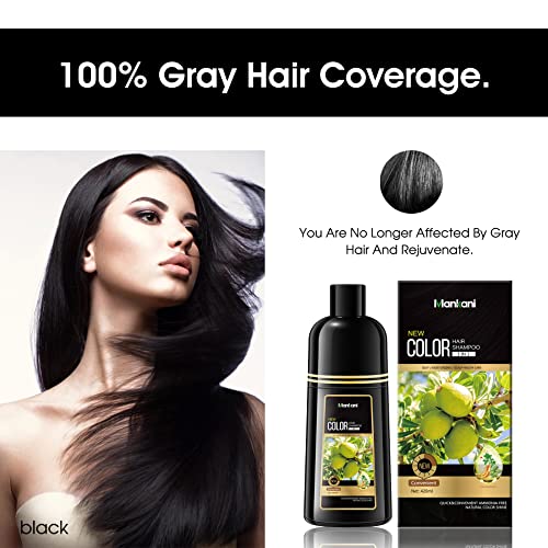 Mankani Hair Color Shampoo Natural Herbal 3 In 1 For Man&Woman Unisex (Black) Color Healthier Hair&Long Lasting-Ammonia-Free（420 Ml,14.8 Fl Oz,1 Pack） #TOP2