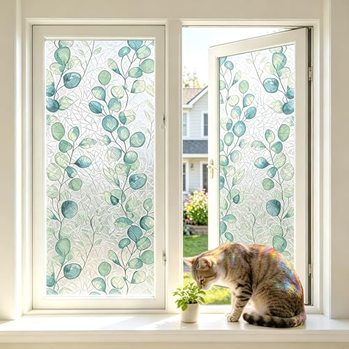 Vinilo Decorativo Ventana Lámina Privacidad Verde Azul miniatura 1