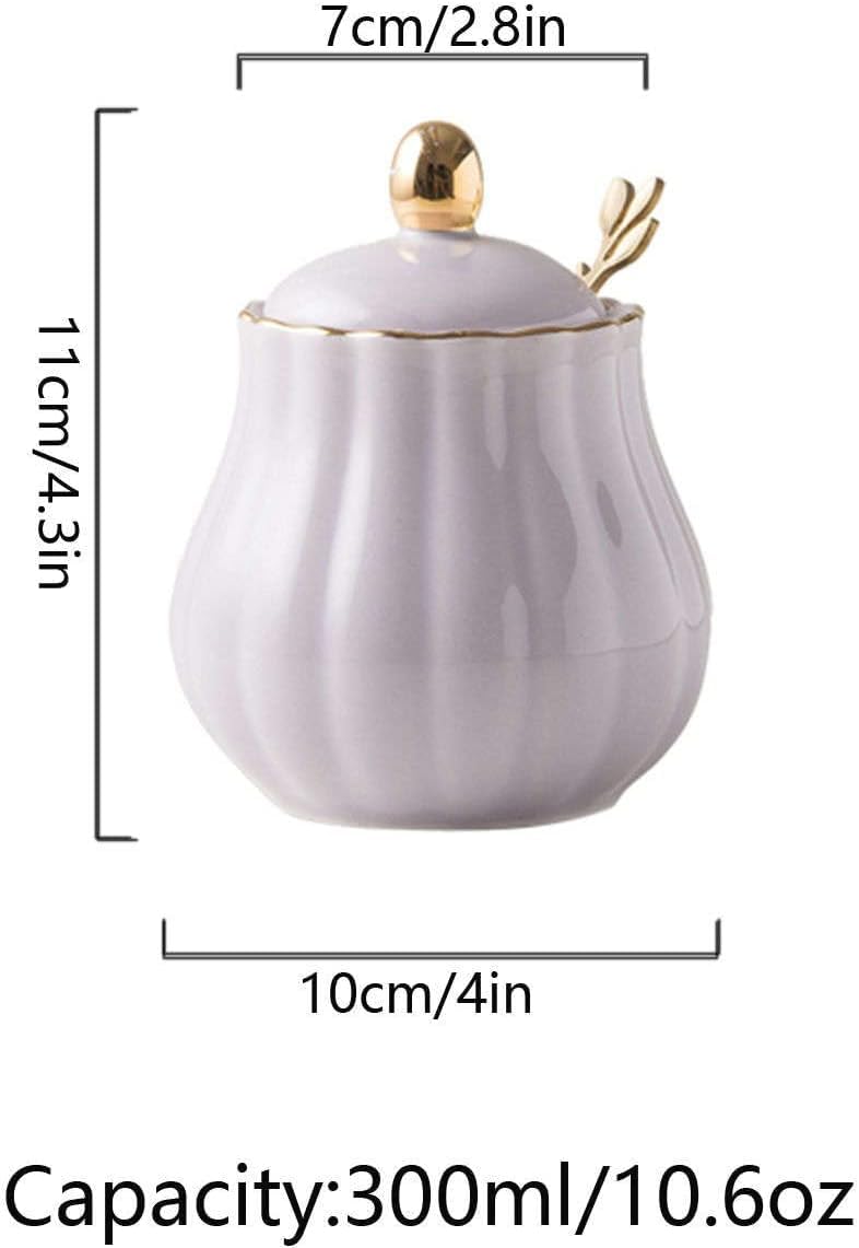 GERRIT Sucrier, sucrier avec Couvercle et cuillère, Pot de Stockage de Sucre, Pot à Sucre, Pot à épices, Pot à Sucre, Pot à sel, assaisonnement – ​​Rose – 300 ML (Couleur : Rose) (Color : Purple)