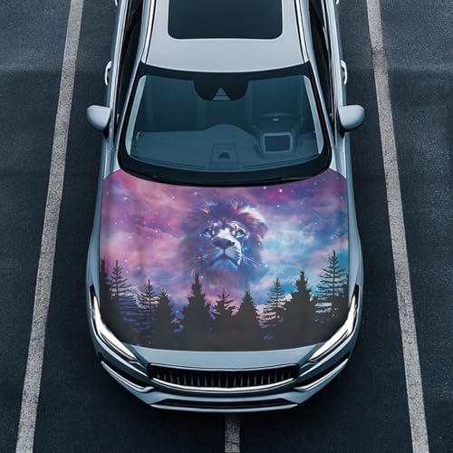 Image of Forest Lion Car Hood Cover All Weather Protection Automotive Exterior Accessories Universal Fit Hood Covers for Cars, Trucks, SUV, or Van Full Coverage with Elastic Band