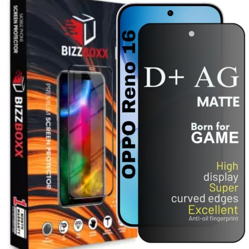 Image of D+ AG Matte Tempered Glass Screen Guard Protector For Oppo Reno16 5G Matt Temper Glass Anti Fingerprint Gaming Special With Camera Cut (Reno 16-6.32 Inch)- Pack of 1