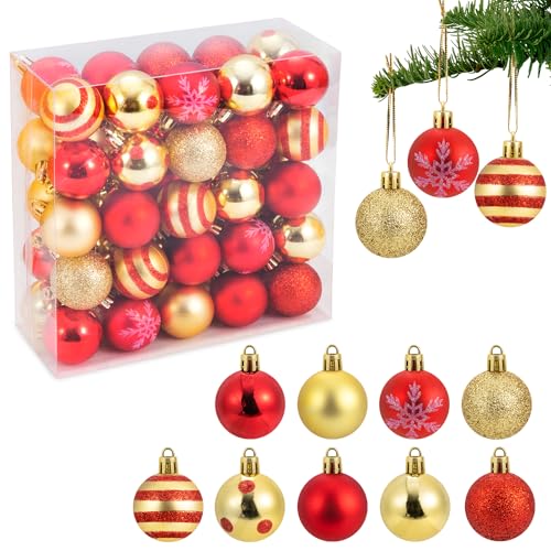 Christmas Tree Baubles - 50 Pcs Christmas Tree Decoration Ornaments Balls 9 Styles 4 CM Matte and Glitter Xmas Decor Baubles Creat A Strong Holiday Atmosphere