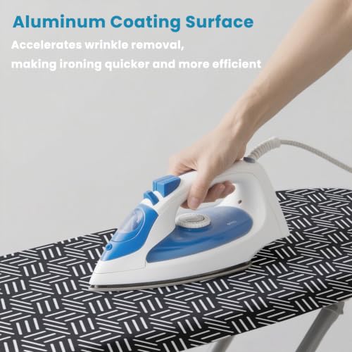 Image of Black Ironing Board Cover and Pad 15x54, RAINHOL Extra Thick Standard Size | Full Size Aluminum Coated Iron Table Cover, Stain & Scorch Resistant with Elastic Edge