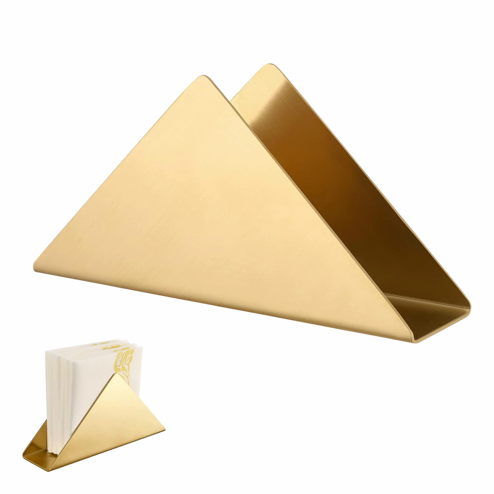 1 Stück Dreieck Serviettenhalter Goldener Dreieckige Taschentuchspender | Metall Freistehender Serviettenspender Für Esstisch Cocktail Picknick Bar