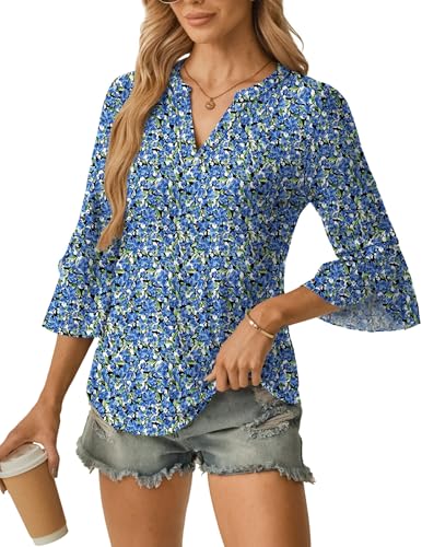 GKBK Women's Blouses Ruffle 3/4 Sleeve Dressy Top V Neck Casual Tunic Blouses Business Shirts S-XXL - image 4