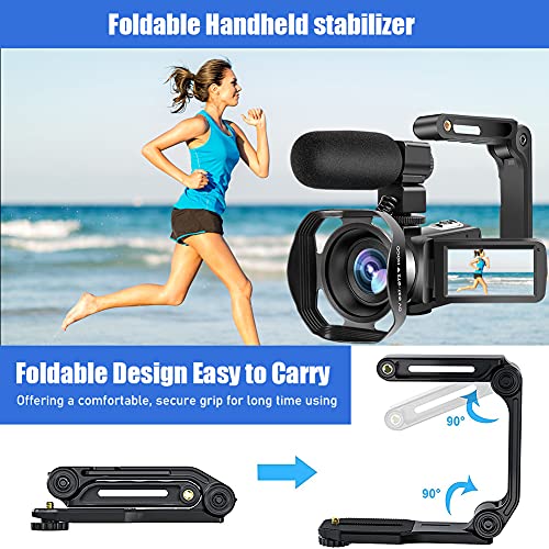 Videokamera Camcorder 4K 48MP 60PFS WiFi Camcorder Full HD 18X IR Nachtsicht Vlogging Kamera 3.0" IPS Touchscreen mit Mikrofon, 360° Funkfernbedienung, Zwei Batterien – Bild 6