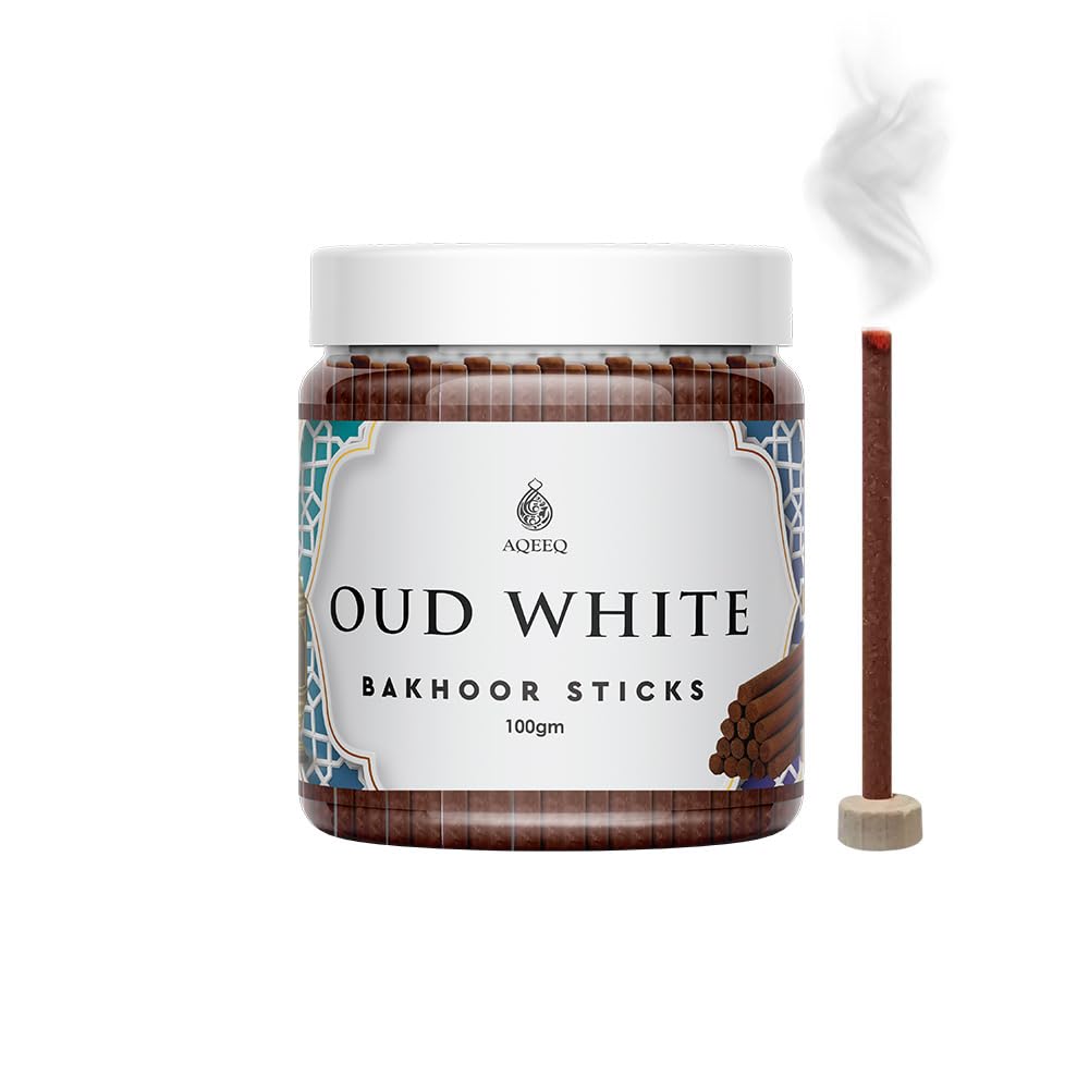 Aqeeq Oud White Premium Bakhoor Sticks | Citrus Floral Woody Fragrance | Modern Arabian Aroma | Ideal for Prayer, Meditation, Relaxation, Gathering & Daily Use | Charcoal & Bamboo Free | 100gms