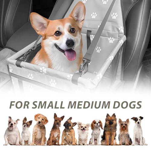 WIYETY Extra Stabiler Hunde Autositz: 40 * 32 * 22cm Wasserdicht Atmungsaktiv Hundeautositz mit Sicherheitsgurt, Hunde Autositz für Katzen Andere kleine Haustiere, Grau