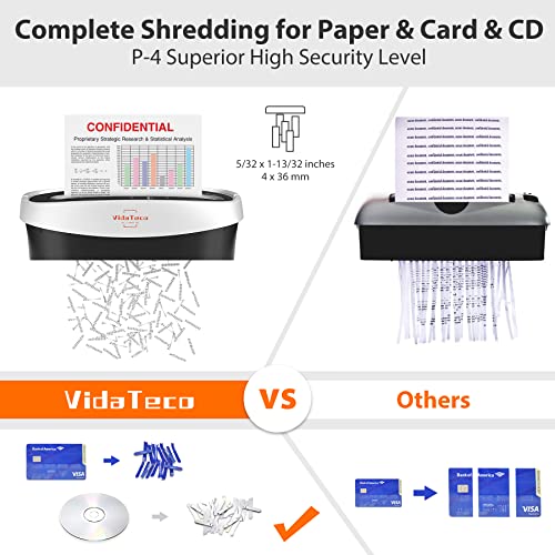 Image of Vidateco 9 Sheet Paper Shredder Home Shredder (9 Sheet Silver & Black) | Anti-Jam P-4 High Security Cross Cut, 3.9-Gallon Basket, Shreds Credit Cards, CDs, Staples & Paper Clips, ETL