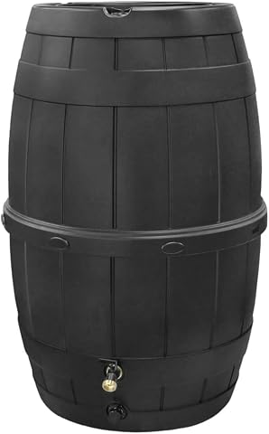 Garden Central 39-Gallon Knock Down Rain Barrel with Brass Spigot, Black