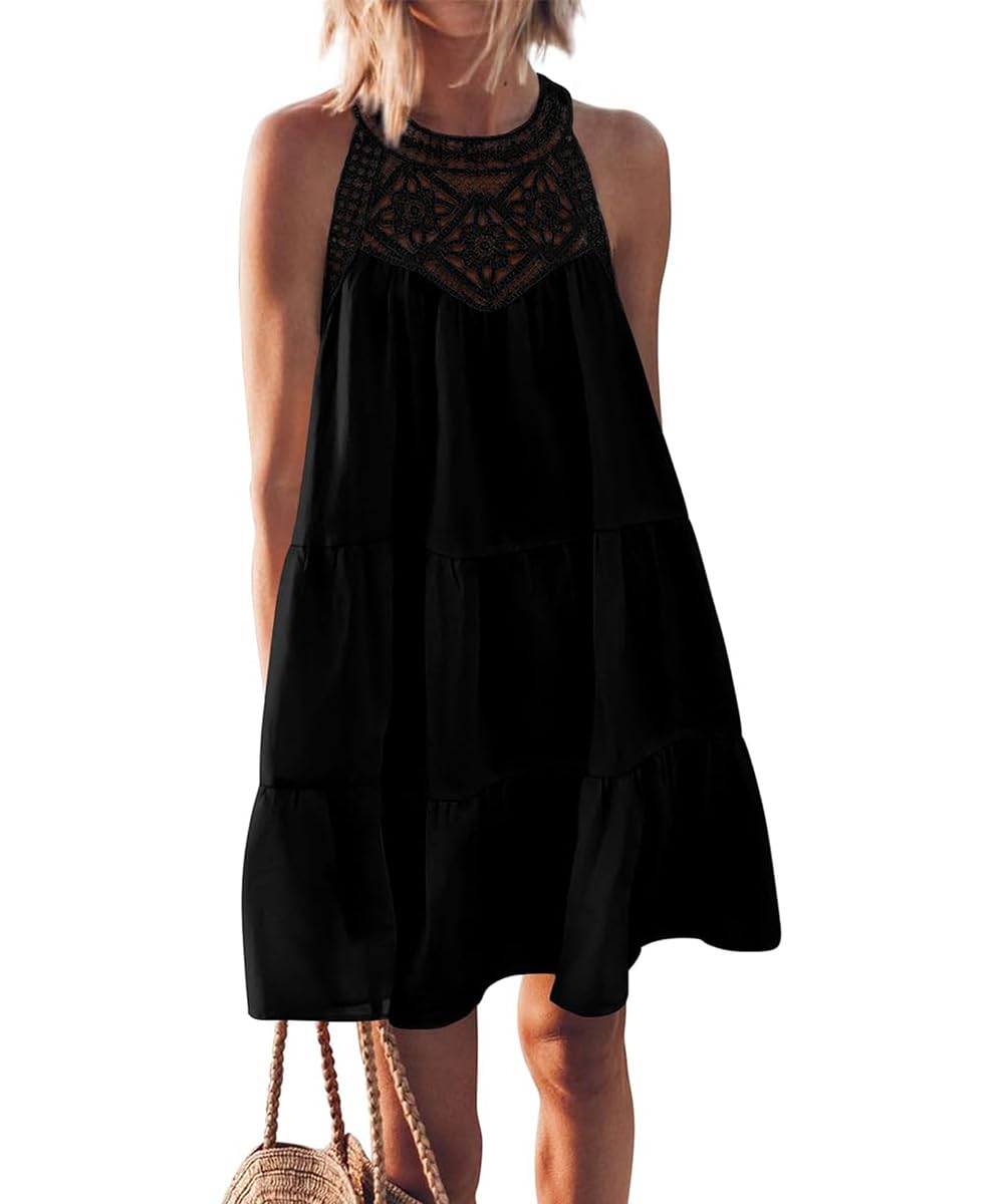 GRMLRPT Vestido Mujer Verano Playa Correa Vestidos Corto Casual sin Mangas A-Line Mini Vestidos de Playa sin Espalda(Multicolor,S-XXL)