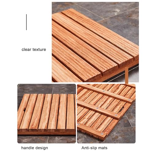 Alfombra de baño de bambú natural, antideslizante, de madera maciza, para uso en interiores y exteriores, decoración de larga duración