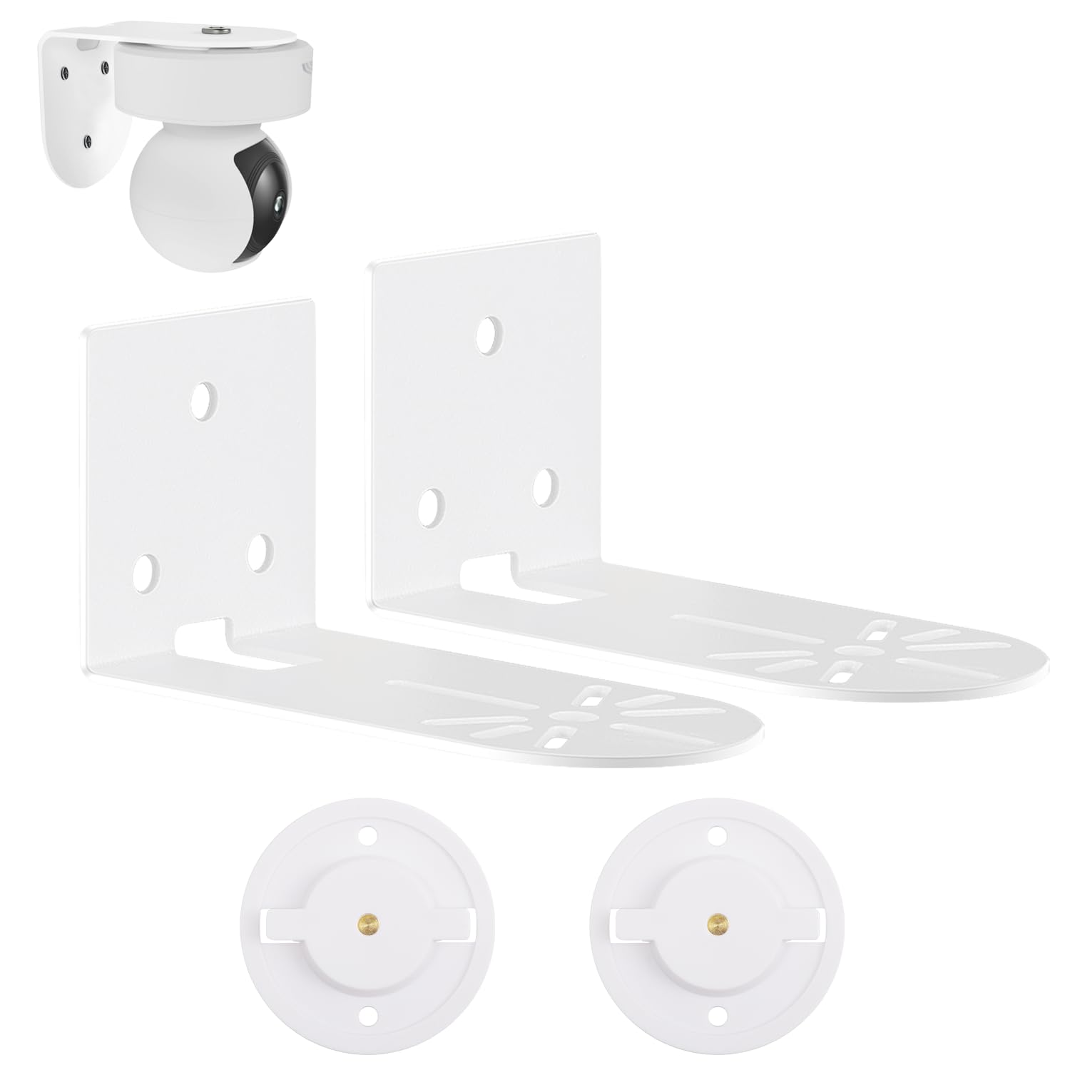2 Pack Metal Wall Mount for Kasa Indoor Pan/Tilt Camera EC70 EC71 KC410S and Tapo C210 C200 C220, Upright or Upside‑Down Install, 360 Degree Adjustable Viewing, Rust‑Proof Steel