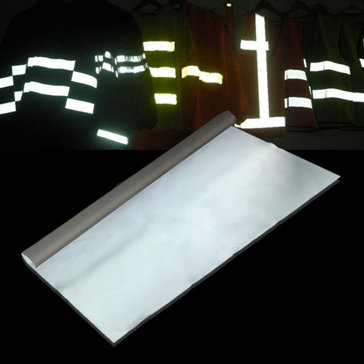 LTKJ 20" Wide Silver Reflective Fabric Safty Strip Gray Sew On Material 1.5'x39" 0.5Mx1M - Image 4