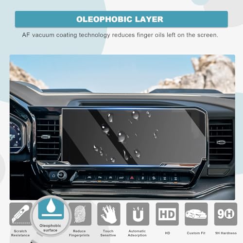 Image of CDEFG 2Pcs for 2026 Chevy Silverado Screen Protector Tempered Glass for 2026 Chevrolet Silverado 1500 2500HD 3500HD Accessories 13.4 inch Navi & 12.3 inch Instrument Screen Cover HD Clear