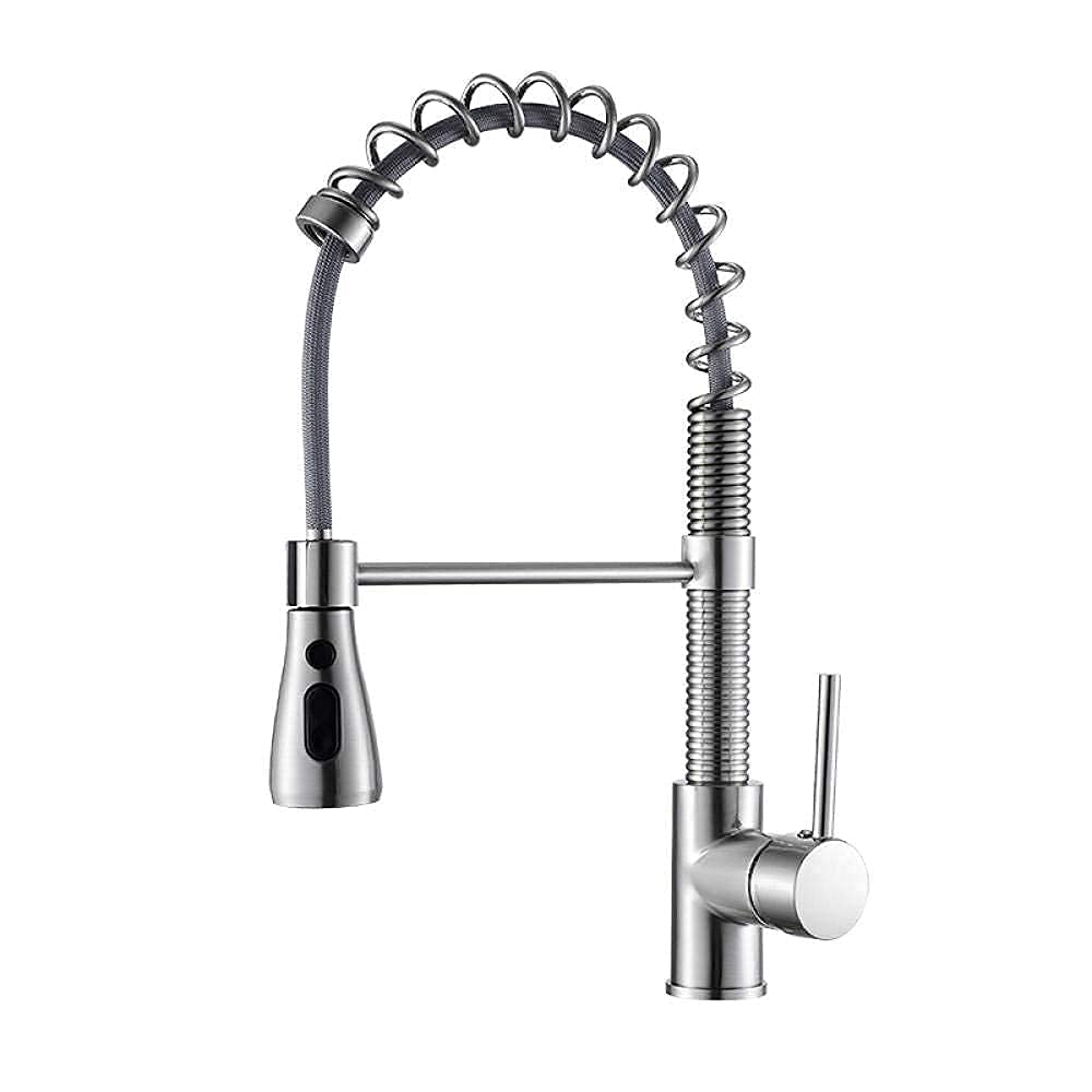 BHFPFZA ry Pull Down Kitchen Faucet Brass Black & el h Hot & Cold Mixer Tap for Sink ng Design Modern Kitchen Faucet High Arc Spout Easy Installat