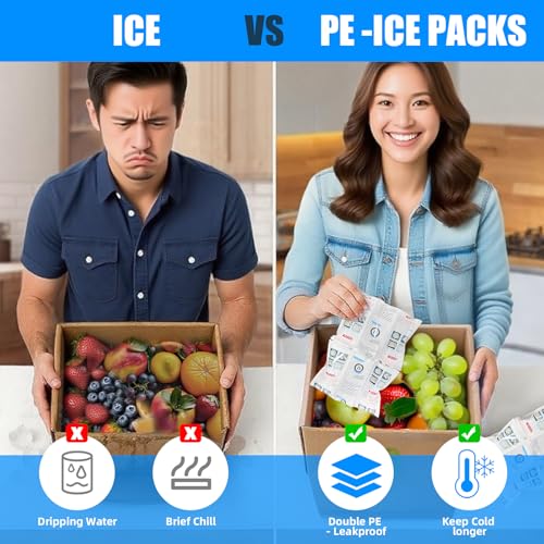 Image of WORLD-BIO Ice Packs Shipping Dry Ice for Shipping Frozen Food, Flexible Cold Ice Pack Sheets for Coolers, Long Lasting Freezer Packs, Ice Pack Bulk, Automatic Cut, 4.7x2.2Inch, 144Packs