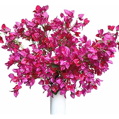 Dophinena Artificial Bougainvillea Flower Stems Silk Flowers Arrangement for Home Wedding Indoor Outdoor Decorations Table Centerpiece - 6pcs (Fuchsia) Cover