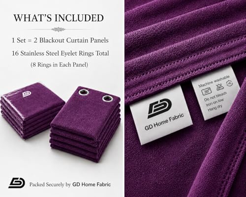 Image of Velvet Curtains | Heavy Soft Premium Velvet Drapes for Bedroom and Living Room | Semi Light Blocking, Thermal Insulated and Noise Reducing Long Door Panels | 8 Feet, Set of 2 (Purple)