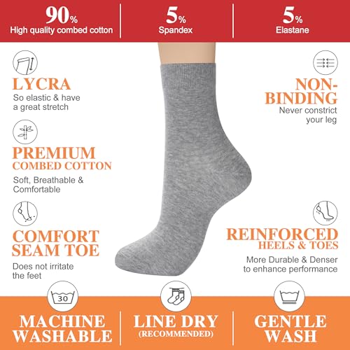 Image of ATBITER Women's Thin Cotton Crew Socks - Soft Above Ankle Bootie Casual Dress Socks 6-Pairs