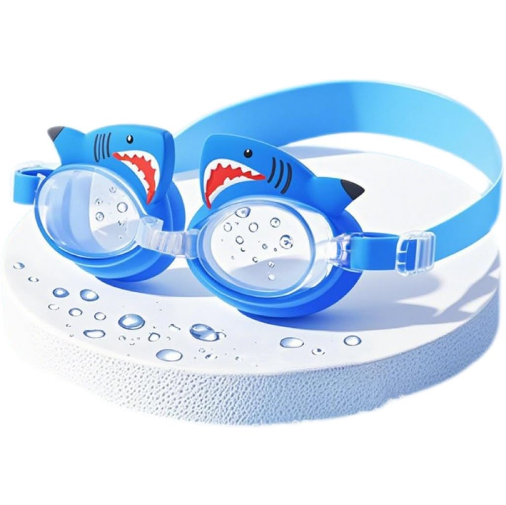 x trade Kids Swimming Goggles Safe Soft Silicone Anti-Fog Waterproof No Leaking Crystal Clear Swim Goggles Unicorn Shark for Kids Children and Teens Age 3-15 (Shark)
