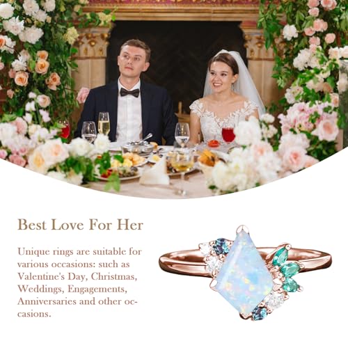 10K/14K/18K Solid Gold Gemstone Vintage Engagement Ring for Women 1 Carat Kite Gemstone Cluster Unique Art Deco Promise Anniversary Personalized Ring for Her 5