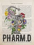 PharmD with Flowers Print. Doctor of Pharmacy Gift, PharmD Student Graduation Gift idea, Pharmacist