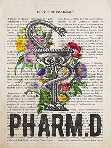 Pharmd With Flowers Print. Doctor Of Pharmacy Gift, Pharmd Student Graduation Gift Idea, Pharmacist Art, Pharmacy Art, Doctors Office Decor - Unframed #TOP1