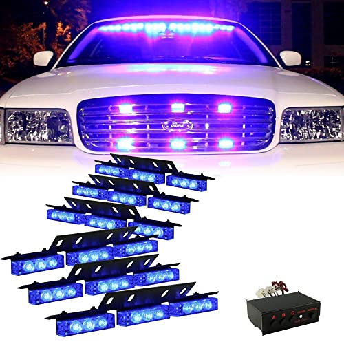 DIYAH 54 LED High Intensity LED Light Bar Law Enforcement Emergency Hazard Warning Strobe Lights For Interior Dash Windshield (Blue)