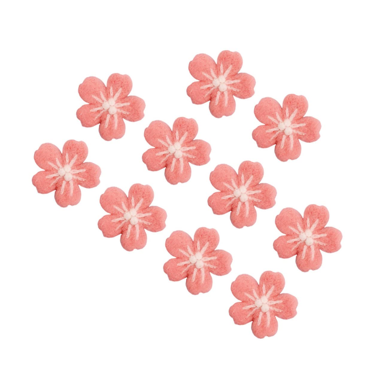 Hohopeti 10Pcs Handmade Wool Felt Flower Craft Decorative Accessories for Hair Garments and Photography Props Soft Felt Floral Embellishments for Creative Projects