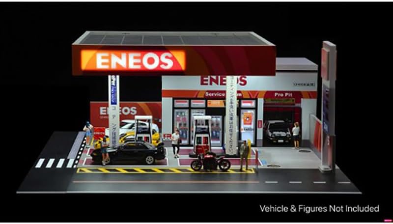Eneos Japan Gas Station Diorama Set American Diorama X G-Fans Series for 1/64 Scale Models by American Diorama AD-710038GF
