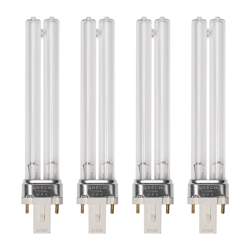 9W UV Ultraviolet G23-2 pin Base Replacement Light Clarifier Lamp Filter for Aquarium Koi Pond Fish Tank Compatible to CUV-109A - 4 Pack