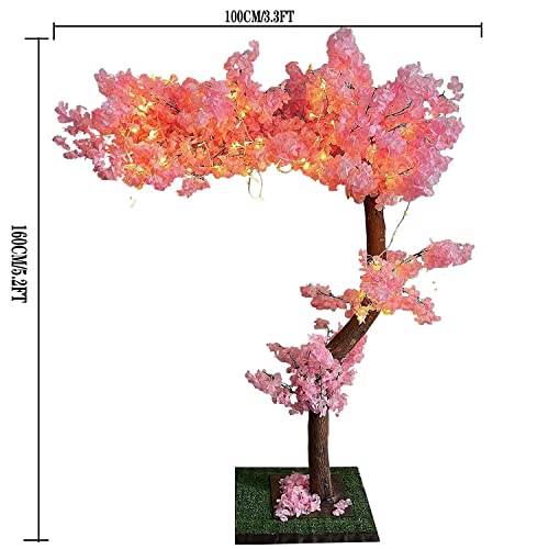 Artificial Cherry Blossom Trees Gorgeous Pink Fake Sakura Flower Handmade Faketree For Indoor Outdoor Home Office Or Party Wedding（5.2Ft/1.6M Extension 3.3Ft/1M） #TOP1