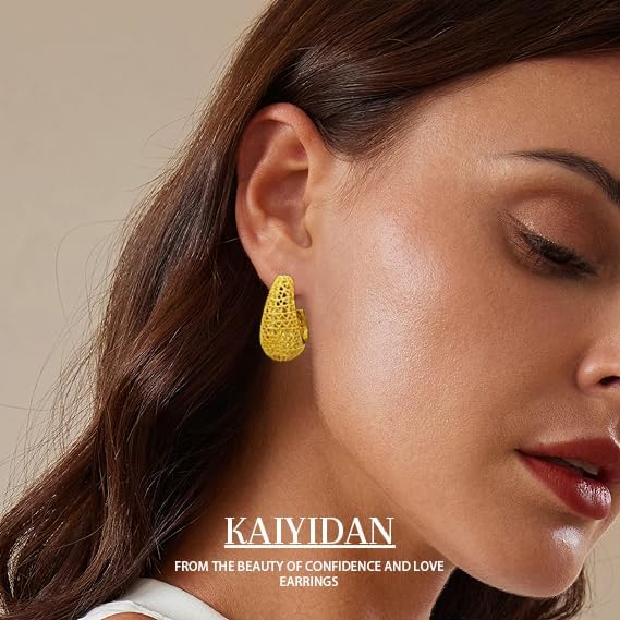 Gold Hoop Earrings For Women Trendy,Chunky/Big/Thin/Medium/Oval/Thick/Twist Multi-Colored Zirconia Dangle Huggie Rainbow CZ Hoops Lightweight,Amber Resin Hoops,Birhtday Fashion Jewelry Gift. - Image 5