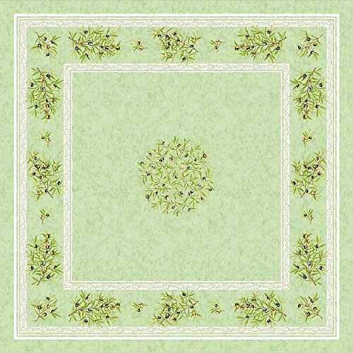 Provencetischdecke Maussane grün, Mitteldecke, ca. 100x100 cm, Baumwolle (Grün) Cover