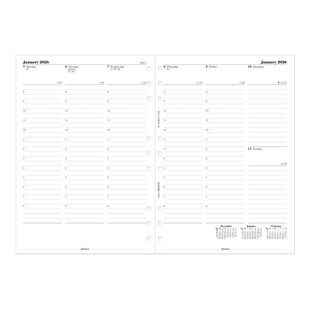 Filofax Deskfax Week on Two Pages 2026 A5 Diary Refill with Appointments, English