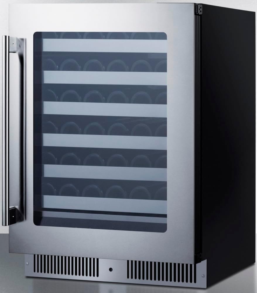 Summit 24” Wine Cellar, Built-in Wine Cellar, Shallow 18” Depth, 33 Bottle Capacity, Stainless Steel- SDHW2442LHD (Left Handed Door Swing)