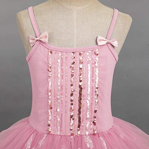 Toddler Kids Girls Sequins Camisole Ballet Dance Dress Glitter Feather Tutu Skirted Leotard Dress Shiny Princess Ballerina Dancewear Gymnastics Stage Performance Party Costume Pink 3-4 Years #TOP2
