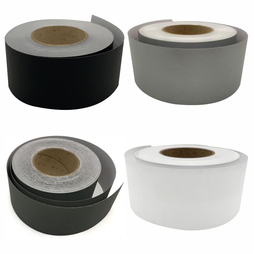 3 Ace Crafts (Pack of 4) Straight Edge Poster Paper Border Roll - (48mm x 50 Meters) - (Black, White, Silver, Grey) School/Office, Classroom Board Display Decoration, Fade Resistant Paper Rolls