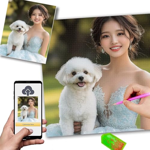 Diamond Painting Personnalisé 80x110cm : Kit Broderie Diamant Complet pour Adulte et Enfant